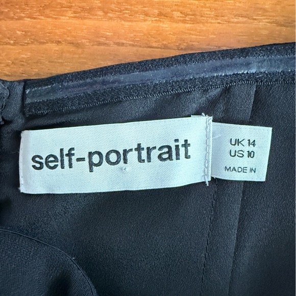 Self-Portrait Crepe Dot Mesh Sleeved Midi Dress sz 10 - Picture 8 of 14